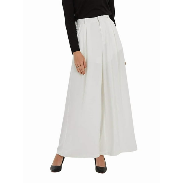 Pantalones Palazzo Largos de Pierna e Informales de Cintura Alta para Mujer, Talla Regular L