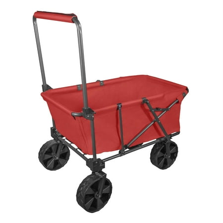Zenithen Steel Large Folding Sports Camping Utility Yard Cart Portable Wagon with X-Large All Terrain Wheels  Red