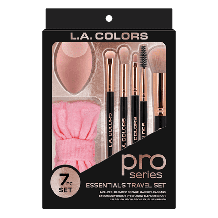 L.A. COLORS Essential Eye   Face Makeup Brush & Sponge Travel Set
