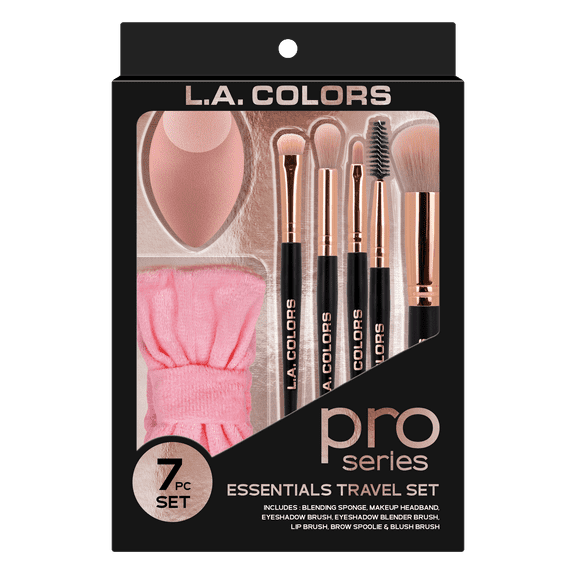 L.A. COLORS Essential Eye   Face Makeup Brush & Sponge Travel Set