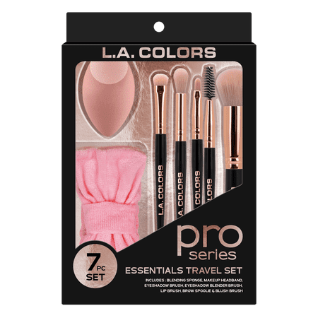 L.A. COLORS Essential Eye + Face Makeup Brush & Sponge Travel Set