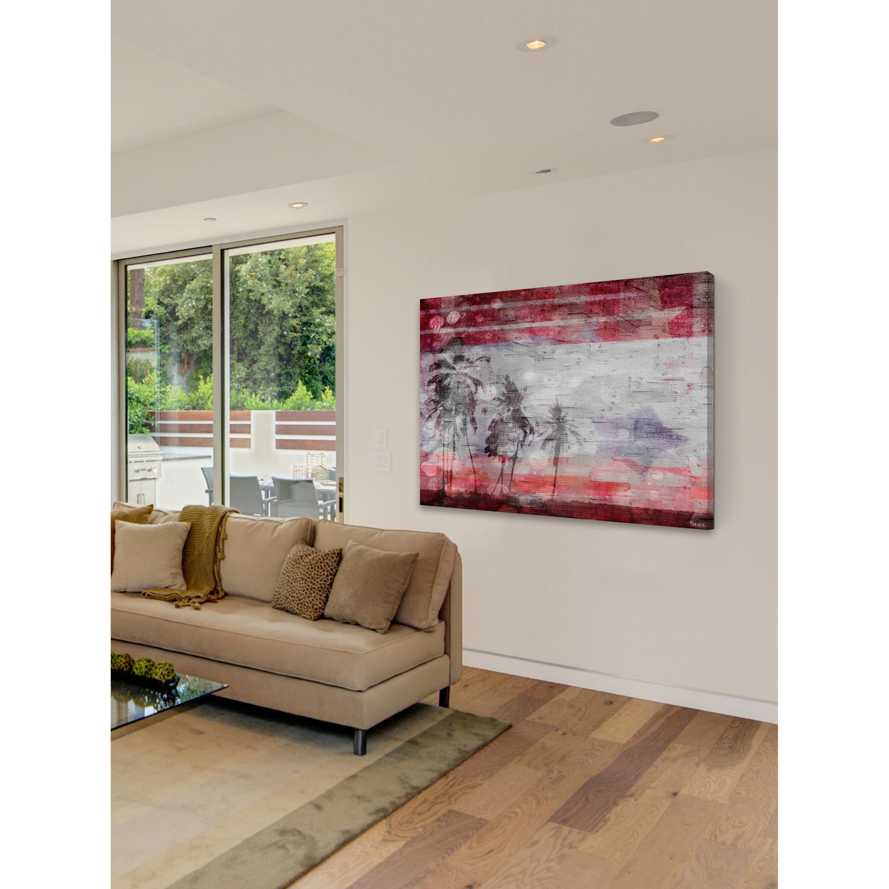 Parvez Michel Inc Parvez Taj - "Patriotic Palms" Print on Canvas - Multi-color