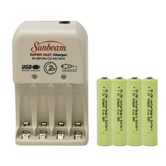 Sunbeam AA / AAA Battery Charger   4 AAA NiMH Batteries (900 mAh)
