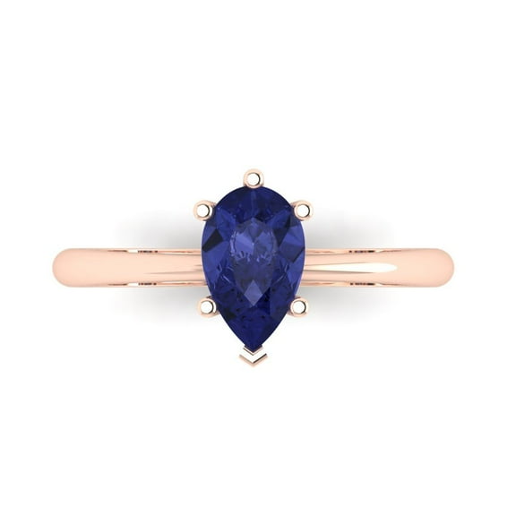 Clara Pucci 14K Rose Gold 1ct Tanzanite Solitaire Ring for Women