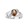 thumbnail image 1 of RYLOS Bagues pour Femmes Bague en Argent Sterling Ovale 9X7MM Pierre Précieuse et Diamants Design Classique Juin Quartz Fumé Bijoux pour Femmes Taille 9, 1 of 7