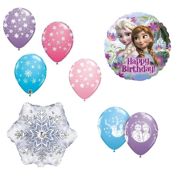 Frozen Balloons Disney Anna & Elsa Happy Birthday Balloon Bouquet Set 8pc by DecorationTime