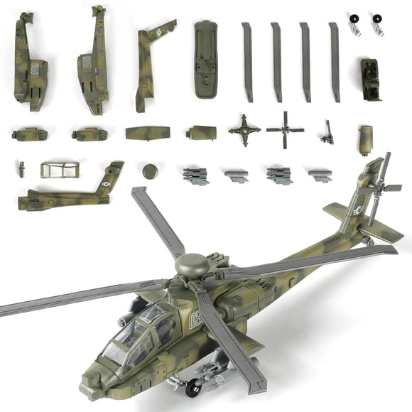 SEBUNAS 1:72 Scale AH-64 Apache Quick Build Helicopter Model Kit Plastic Toy Assembly Military Helicopter Model Gift for Kids (25 Pieces)