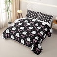 thumbnail image 3 of Homewish Halloween Ghost Print Quilt Full,Pink Coquette Bows Full Bedspread Sets,3pcs, 3 of 7