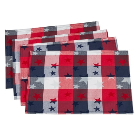 

Fennco Styles Checkered Stardom Collection Traditional Plaid Cotton 13 x 19 Inch Placemats Set of 4 â€“ Multicolor Table Mats for Banquets Natinal Holidays Special Events and Home DÃ©cor