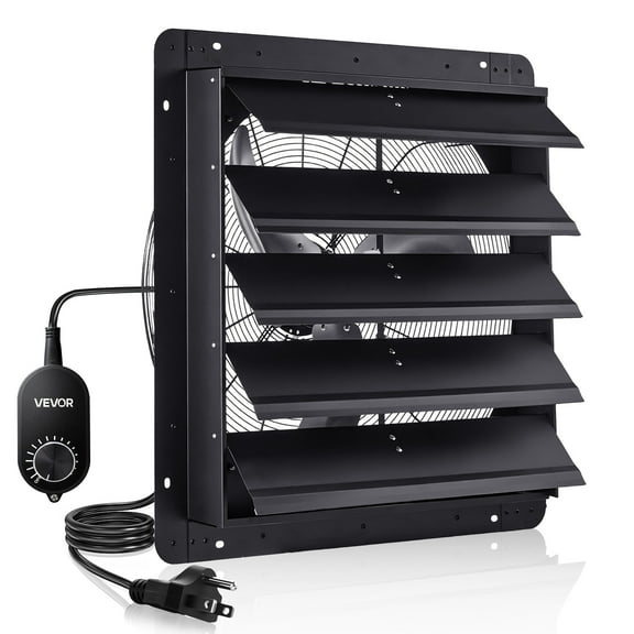 VEVOR 24 inch Shutter Exhaust Fan, Wall Mounted Attic Vent Fan with Variable Speed Controller, 4800 CFM, AC Motor, Heavy-duty Steel, Low Noise for Shed, Garage, Greenhouse Ventilation Cooling