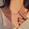 thumbnail image 5 of 2024 2 piezas Popular Color Plata Brillante Cadena de Clavícula Gargantilla Collar Para Mujeres Joyería Fina Boda Fiesta Cumpleaños Regalo--x524-Código de producto x551, 5 of 5