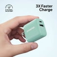 thumbnail image 3 of Powertek 20W USB-C PD + 18W USB-A Dual Port Wall Charger, Two-Tone Pastel, Mint, 3 of 6