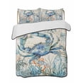 thumbnail image 2 of Quilts Twin Size, Coastal Crab Soft Comforter Bedding Set for Bed, Vintage Summer Beach Coral Ocean Lightweight Quilted Bedspread with Pillow Cover(2 Pieces) for All Season, 68x86 Inch, 2 of 6