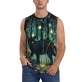 thumbnail image 1 of Balery Mystical Black Cat Fireflies Camisetas sin mangas para hombre, absorbe la humedad y protege contra el mal olor.-3X-Large, 1 of 7