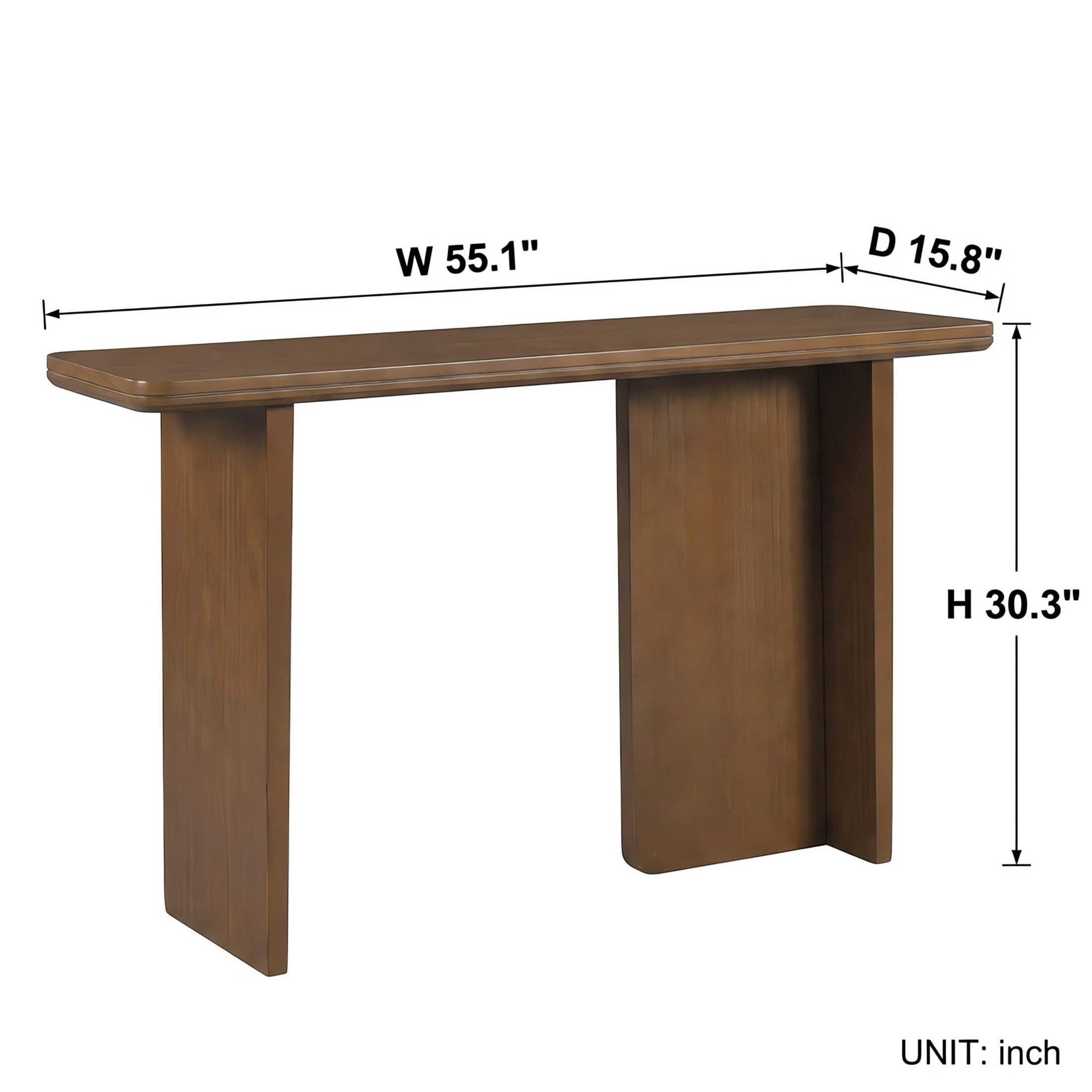 Christopher Knight Home 55" Modern Rectangle Rounded Edge Console Table, MDF Wood, Walnut