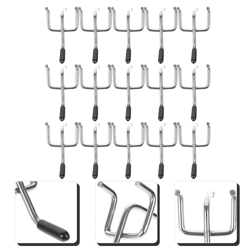 PAMINGONO 50Pcs Metal Pegboard Hangers Plated Silver Heavy Duty Hooks for Shop Garage Wall Storage
