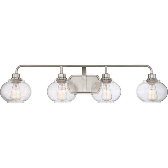 4 Light Transitional Extra Large Bathroom Light Fixture Approved for Damp Locations-Brushed Nickel Finish Bailey Street Home 71-Bel-2242935