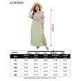 thumbnail image 3 of Large Size Women's Summer Floral Dress Wrap V Neck Short Sleeve Ruffle A-Line Flowy Maxi Wedding Guest Dresses, 3 of 7