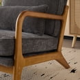 thumbnail image 5 of Modern Accent Chair, Mid-Century Solid Wood Arm Chair, Upholstered Reading Chair with Lumbar Pillow, Sofa Side Chairs for Living Room Bedroom Guest Room, Beige/C, 5 of 7