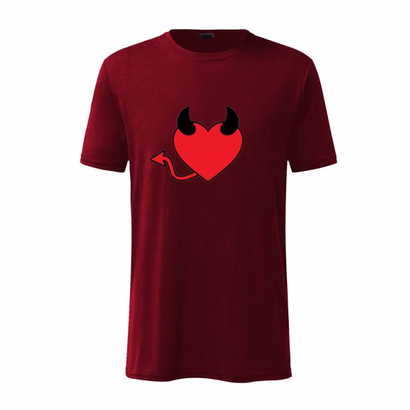 RKSTN Mens Shirts Short Sleeve Valentine's Day Short Sleeve Devil Horn Printing Round Neck Pullover T Shirt Blouse Hawaiian Shirts for Men