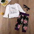 thumbnail image 6 of 3Pcs Newborn Kid Baby Little Big Sister Letter Top Romper T-shirt Floral Pants Toddler Girl Outfits, 6 of 8