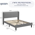 thumbnail image 2 of Luxurious queen marco de cama in light gray velvet con wingback cabecero, de madera slat support & fácil montaje, 2 of 7
