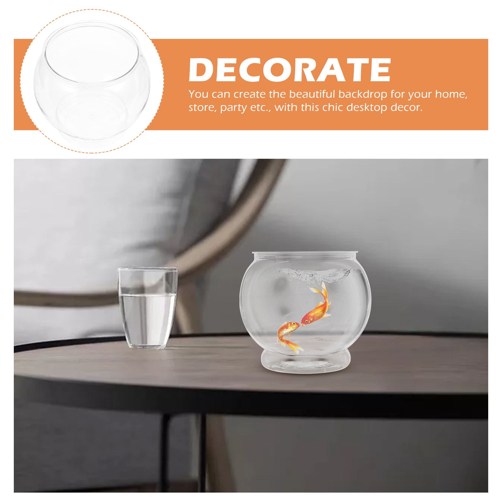 TOYMYTOY 3Pcs Aquarium Fish Tank Round Transparent Fish Tank for Simple Home Decor