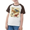 thumbnail image 4 of Virmaxy Toddler Boys Girls Cute Dinosaur Print T-Shirt Unisex Kids Trendy Plunger Short Sleeve Blouses 2025 Summer Lightweight Loose Fit Crewneck Blouses Tops Brown-3 4 Years, 4 of 8