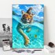 thumbnail image 2 of Taladro de diamantes redondos 5d pinturas de diamantes de animales decoración del hogar arte de la pared pintura de diamantes de gato y tigre 12x16 pulgadas, 2 of 5