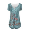 thumbnail image 3 of Gibobby Camiseta de manga corta para mujer Camiseta verano para mujer, camiseta informal con cuello en V, manga corta, con botones(Azul celeste,XL), 3 of 4