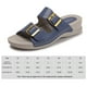 thumbnail image 2 of Sandalias de cuña con correa de doble hebilla sandalias de verano cómodas zapatos de verano de los pies abiertos para mujeres, 2 of 9