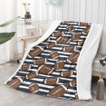 thumbnail image 2 of Football Stripe Darkblue Pattern Soft Sherpa Fleece Throw Blanket, Warm Cozy Plush Blanket for Sofa Bed Couch, All Season, 60"x80", 2 of 5