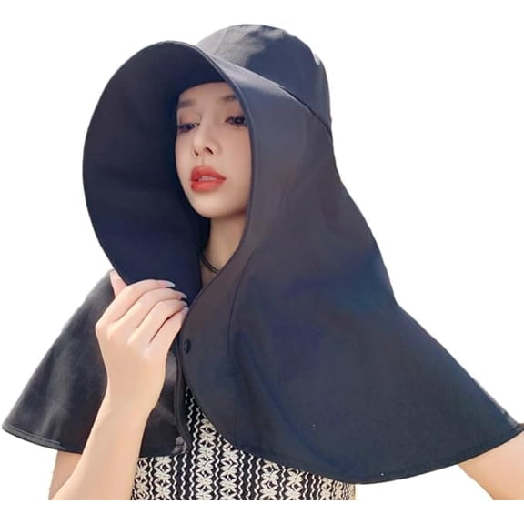 Full Face Sun Protection & Big Brim Shawl & Sun Hat, Hat with Neck Cover Outdoor Summer Beach Suns Hats for Women