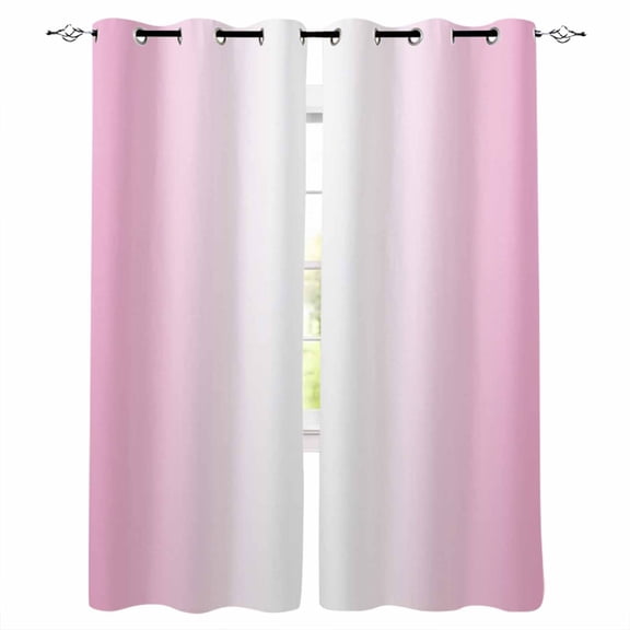 Blackout Curtains for Bedroom, Pink Ombre Room Darkening Window Drapes for Living Room, Pink White Gradient Modern Abstract Art Thermal Insulated Grommet Curtains, 52x63 inch, 2 Panels