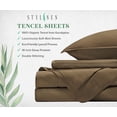 thumbnail image 6 of STYLINEN 100% Tencel Sheets Twin Size Bed Sheets 3pc Set, 100% Eucalyptus Lyocell Sheets Set, Silky Soft & Smooth, Breathable, 16" Deep Pockets, 1 Fitted, 1 Flat, 1 Pillowcase (Twin, Brown), 6 of 7