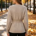 thumbnail image 4 of LUVDA Women's Knit Long Sleeve Cardigan V Neck Button Front Casual Fall Winter, 4 of 6