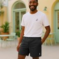 thumbnail image 3 of Dalix Astronaut Beach Short Embroidered Casual Pocket Mesh Drawcord Waist Mens in Black S Small, 3 of 5