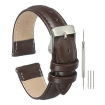 Leather Watch Band, 18mm Crocodile Pattern Release Watch Strap, Dark Brown