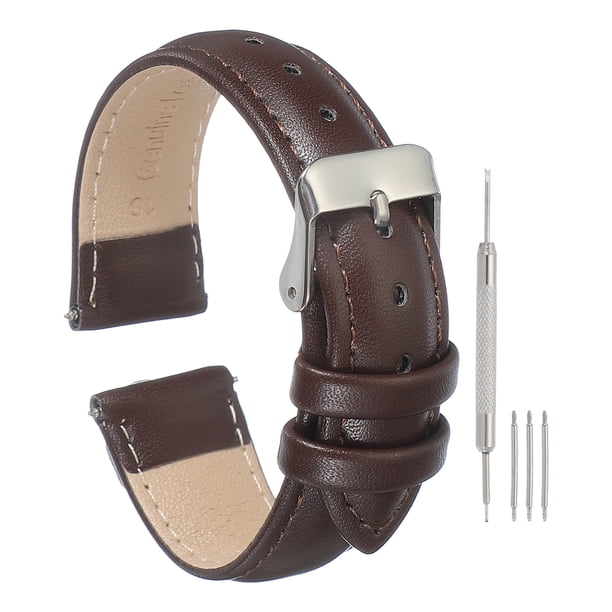 Correa de reloj de cuero, correa de reloj de liberación de patrón de cocodrilo de 18 mm, marrón oscuro