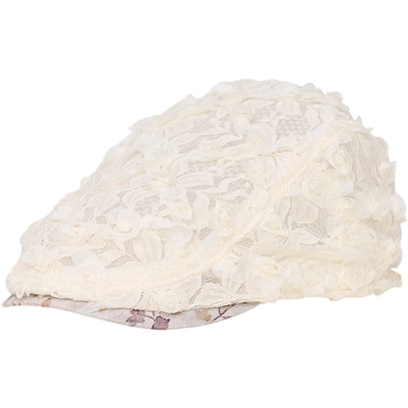 Vjnyvs Spring Summer Lace Mesh Cap Vintage Floral Artist Painter Beret Hat Breathable Beret Hat Elegant Ladies French Beret Hat