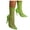 Green, variant on See Through Stiletto High Heels Dress Boots for Women Ladies Sexy Green Clear Fishnet Pointed Toe Mid Calf Short Booties