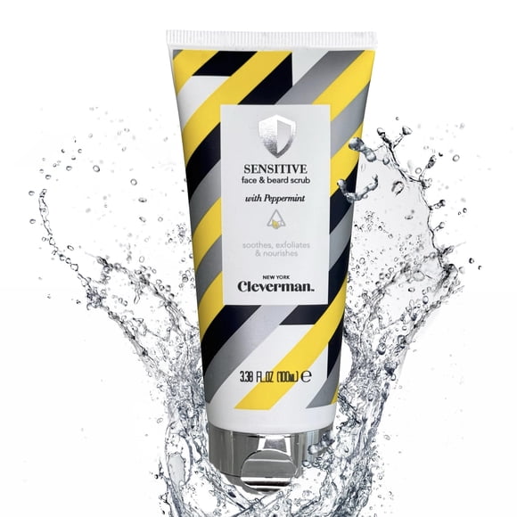 Cleverman Sensitive Face and Beard Scrub for Men 100ml Limpiador facial exfoliante con infusión de menta