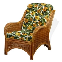 Jam Lounge ArmChair ECO Natural Rattan Wicker Handmade w/Floral Cushions, Colonial