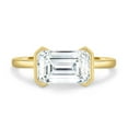 thumbnail image 2 of 2.00Ct Emerald Moissanite East West Half Bezel Solitaire Engagement Ring, 18K Yellow Gold, US 8, 2 of 8