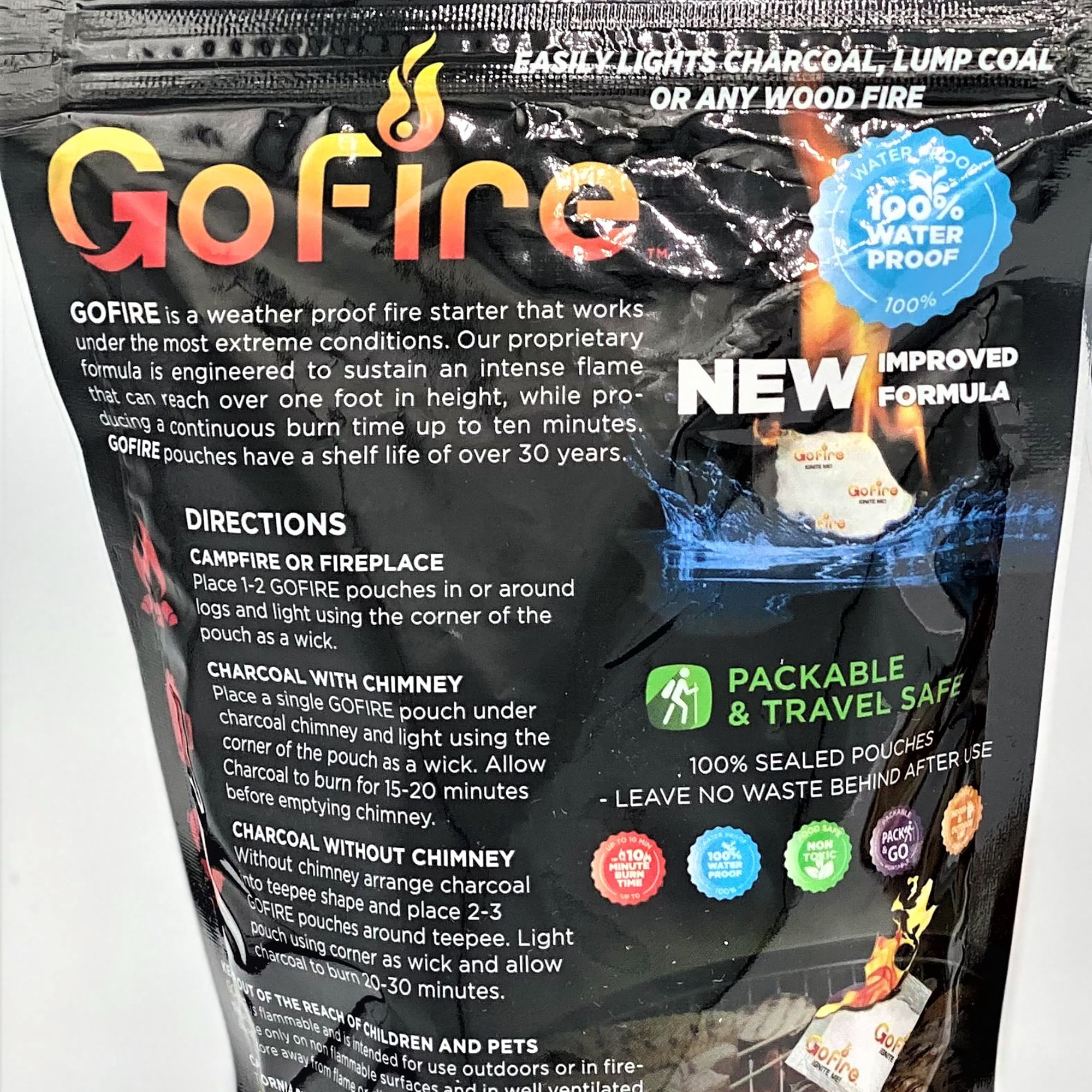 GoFire: Ultimate All Purpose Fire Starters - 50 Pack - Non-Toxic, Weather-Proof Indoor & Outdoor Use, Earth-Friendly, For Campfires, Fireplaces & More