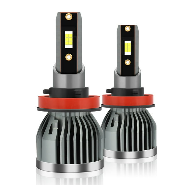 TFixol2Pcs IP68 Waterproof Car LED Headlight Bulbs LED Driving Lamp All-in-one Conversion Kit 60W 6000LM 6000K H8/H9/H11