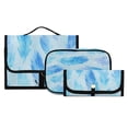 thumbnail image 3 of 3-Piece Travel Toiletry Bag Set, Hanging Wash Bag with Makeup Bag & Brush Case,Waterproof Cosmetic Organizer for Travel, Gym & Home Cerulean Feather Watercolor Art, 3 of 10