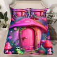 thumbnail image 2 of Feelyou Dreamy Mushroom House Queen Sheet Sets, Jungle Frog Animal Flat Sheet, Fairy Tale Princess Queen Fitted Sheet, Lightweight Room Decor, 4 Pieces, 2 of 7