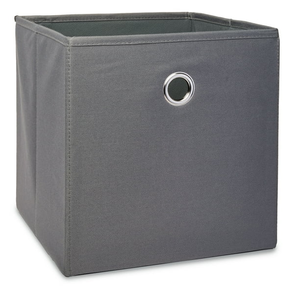 Mainstays Collapsible Fabric Cube, Grey Material Storage Boxes