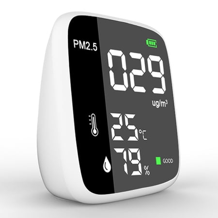 Carevas Portable USB Rechargeable PM2.5 Detector Multifunctional Thermohygrometer Home Air Detector Indoor Air Quality Analyzer Household Air Pollution Monitor
